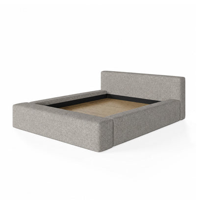 Cama Estofada King com Cabeceira Nora - Linho Cinza