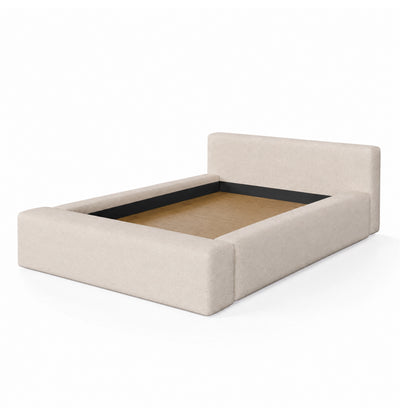 Cama Estofada King com Cabeceira Nora - Linho Off White