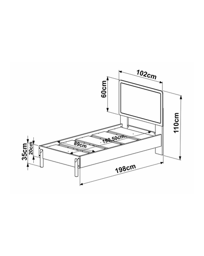Cama Solteiro Palhinha Urdi 88 cm - Mel
