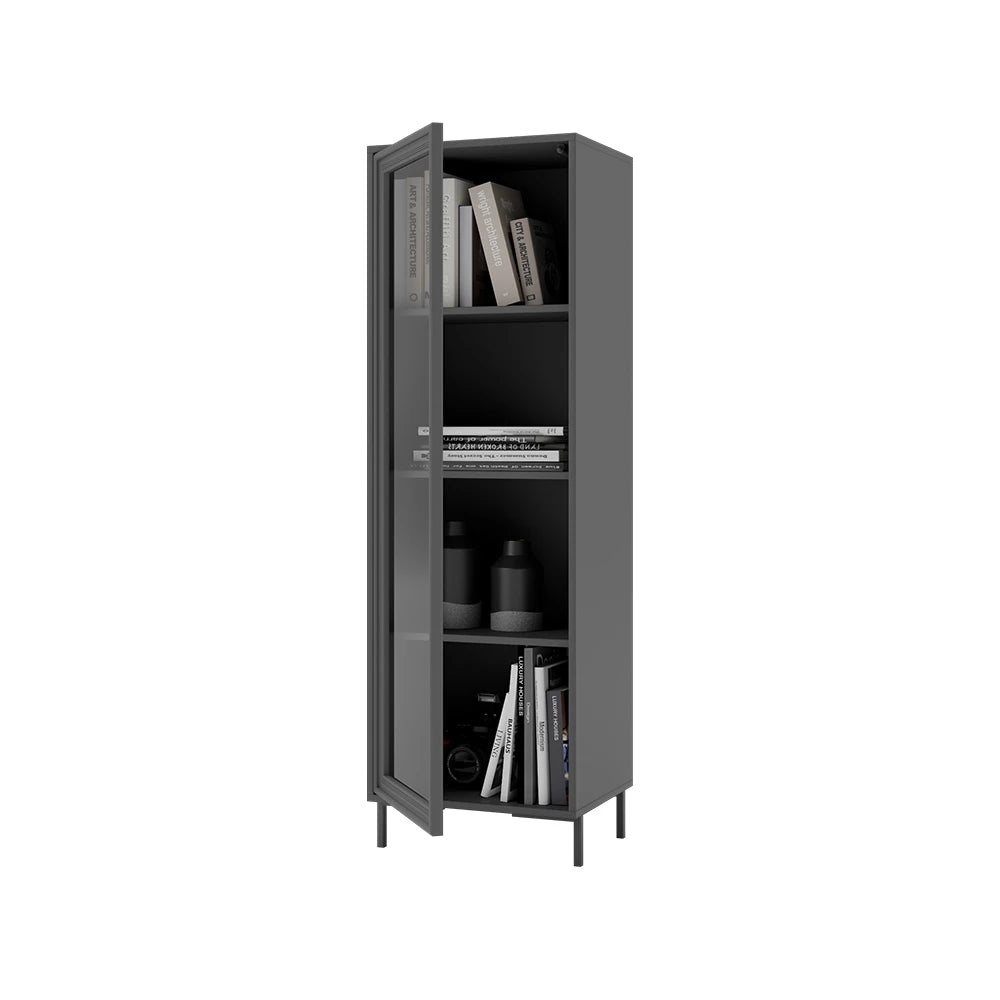 Cristaleira 1 Porta com Vidro Vitria 47 cm - Preto