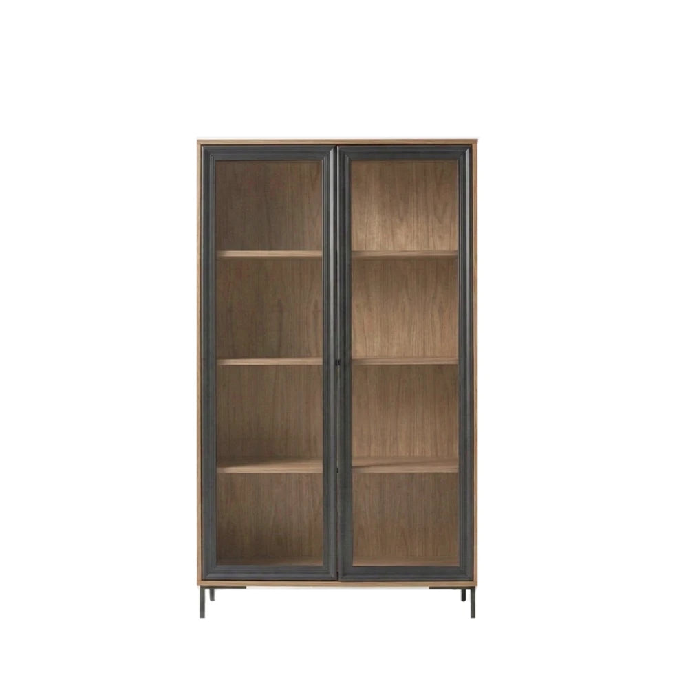 Cristaleira 2 Portas com Vidro Vitria 91 cm - Mel c/ Preto