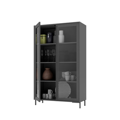Cristaleira 2 Portas com Vidro Vitria 91 cm - Preto