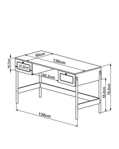 Escrivaninha 2 Gavetas Palhinha Urdi 139 cm - Mel
