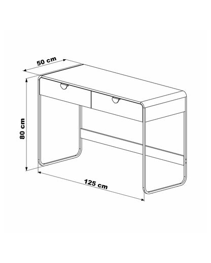 Escrivaninha Orgânica 2 Gavetas com Pés em Aço Dunna 125 cm - Off-White Fosco