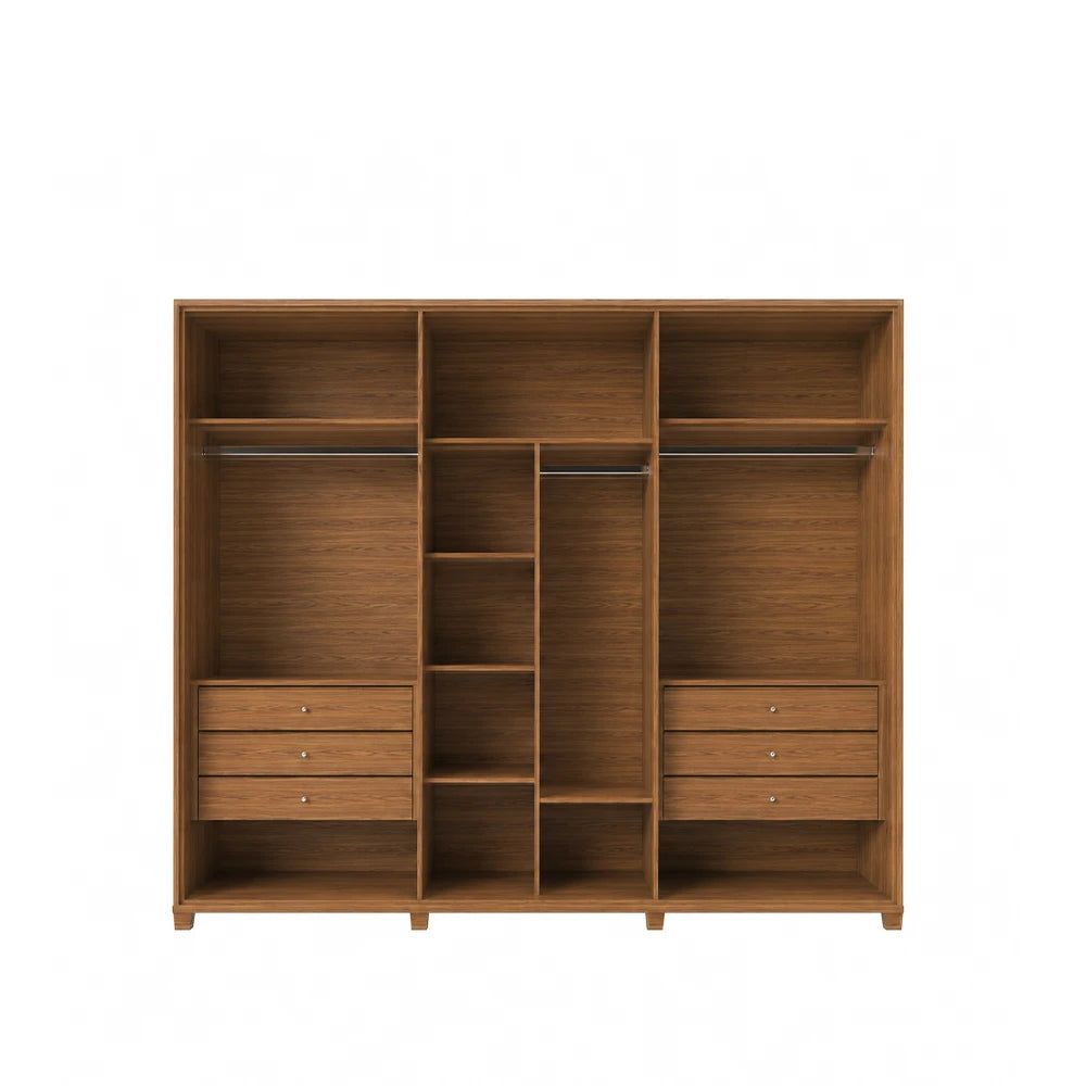 Guarda-Roupa Casal com Espelho 6 Portas 6 Gavetas 100% MDF Dayton 275 cm - Canella c/ Off White