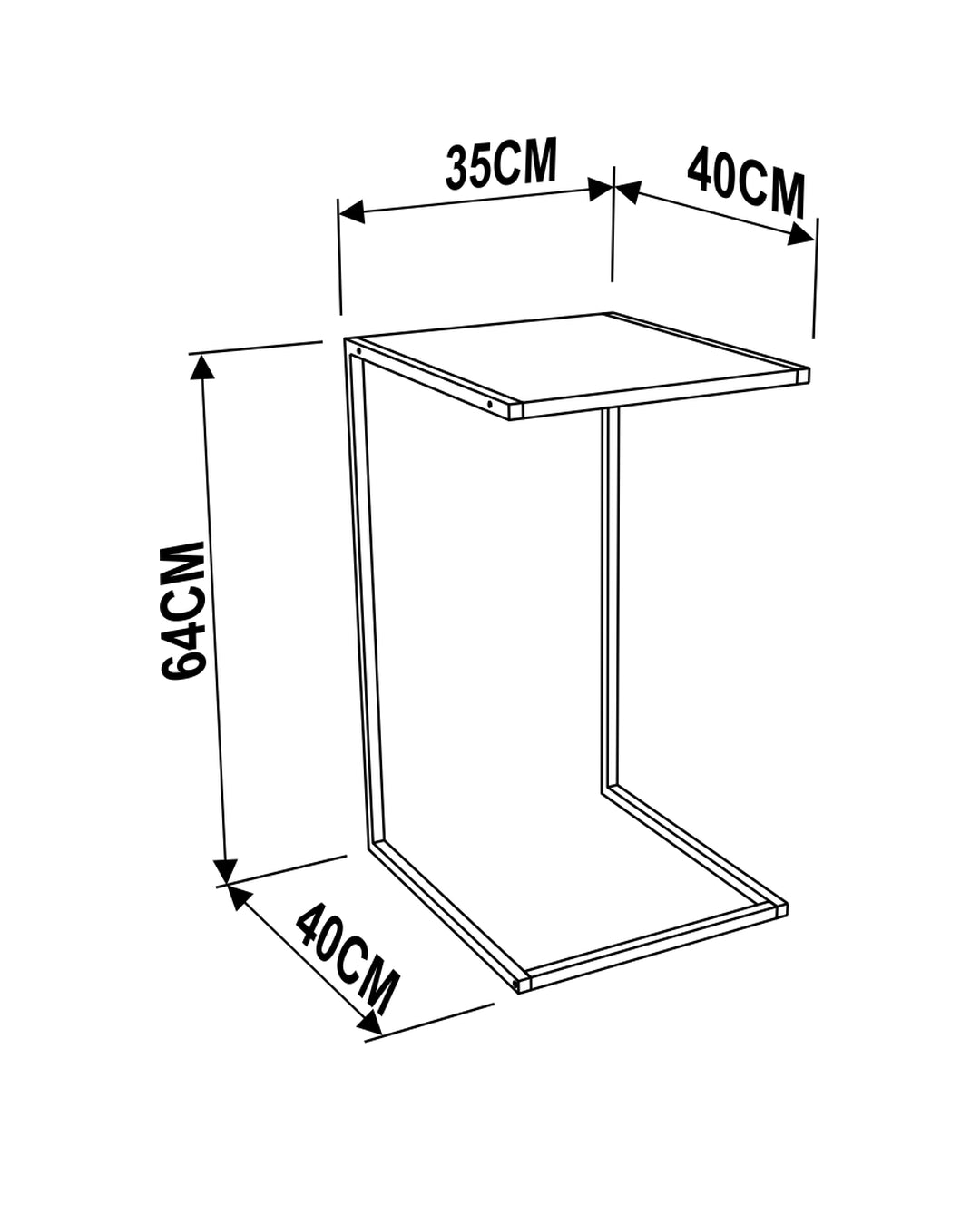 Mesa Lateral Retangular Industrial Trill 35 cm - Preto Fosco