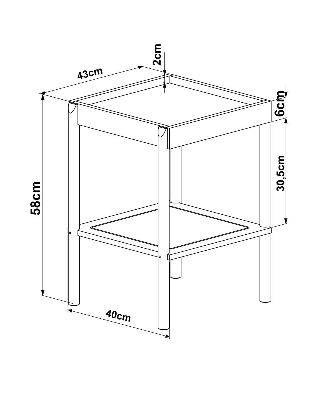 Mesa Lateral Quadrada c/ Prateleira Palhinha Urdi 43 cm - Mel