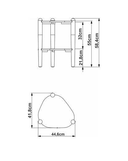 Mesa Lateral com Prateleira Orgânica com Pés em Madeira Maciça Mori 45 cm - Mel