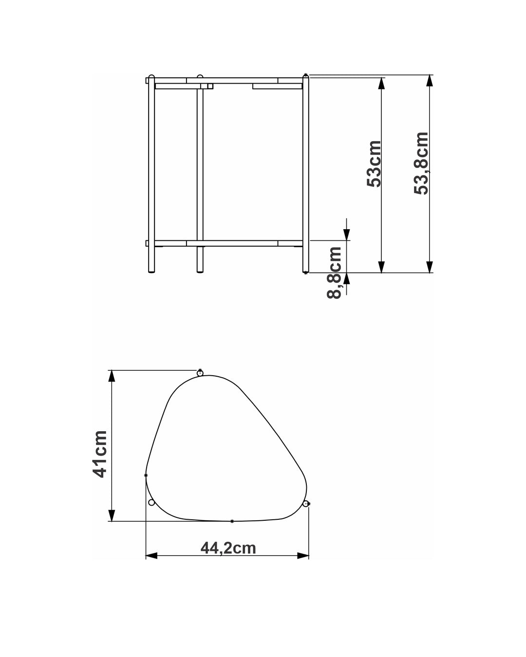 Mesa Lateral com Prateleira Orgânica e Pés em Aço Nami 44 cm - Preto Fosco