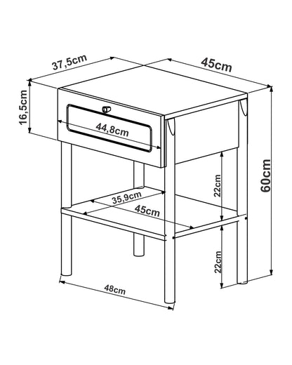 Mesa de Cabeceira 1 Gaveta Palhinha Urdi 48 cm - Mel