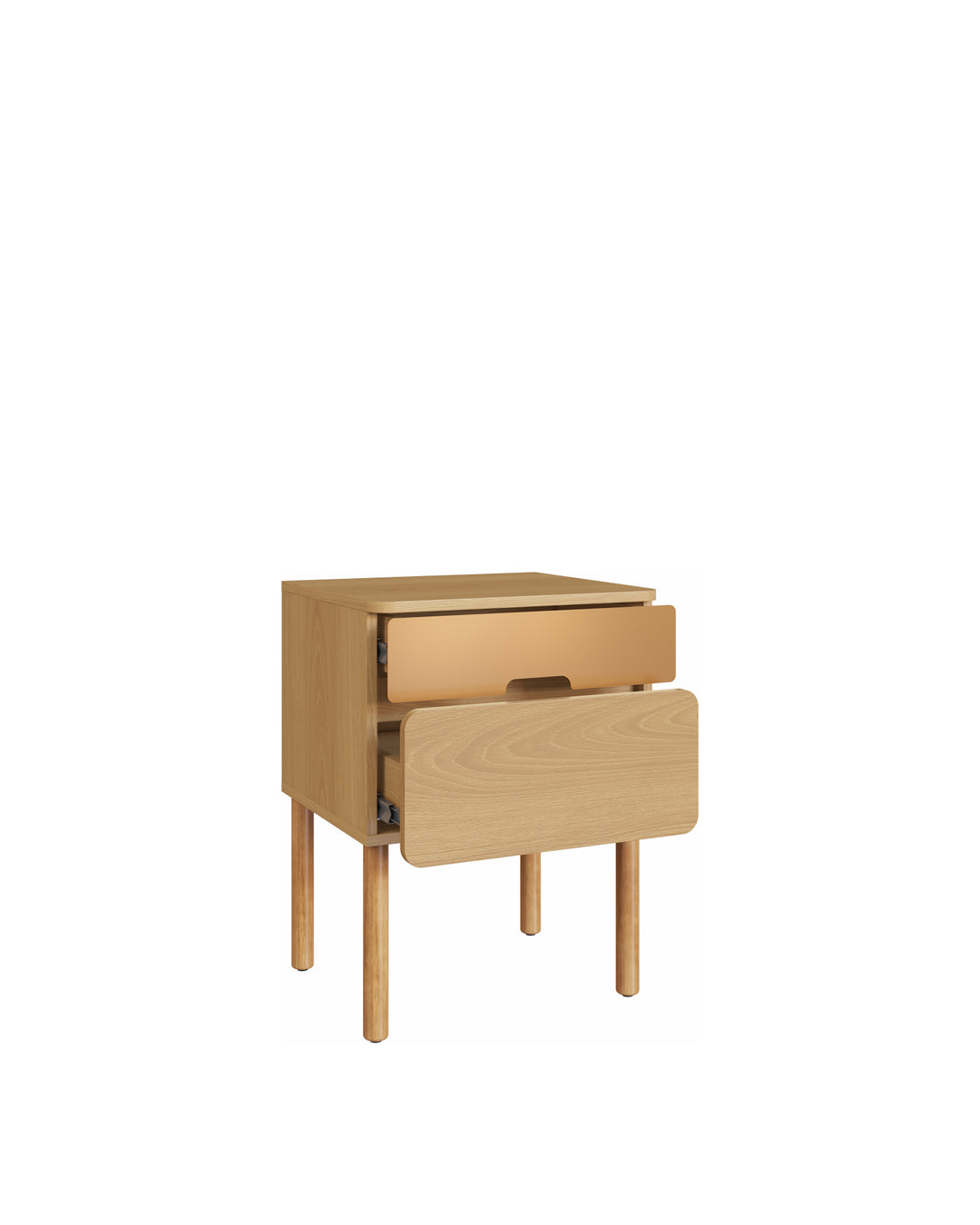 Mesa de Cabeceira 2 Gavetas Lumi 45 cm - Mel c/ Dourado
