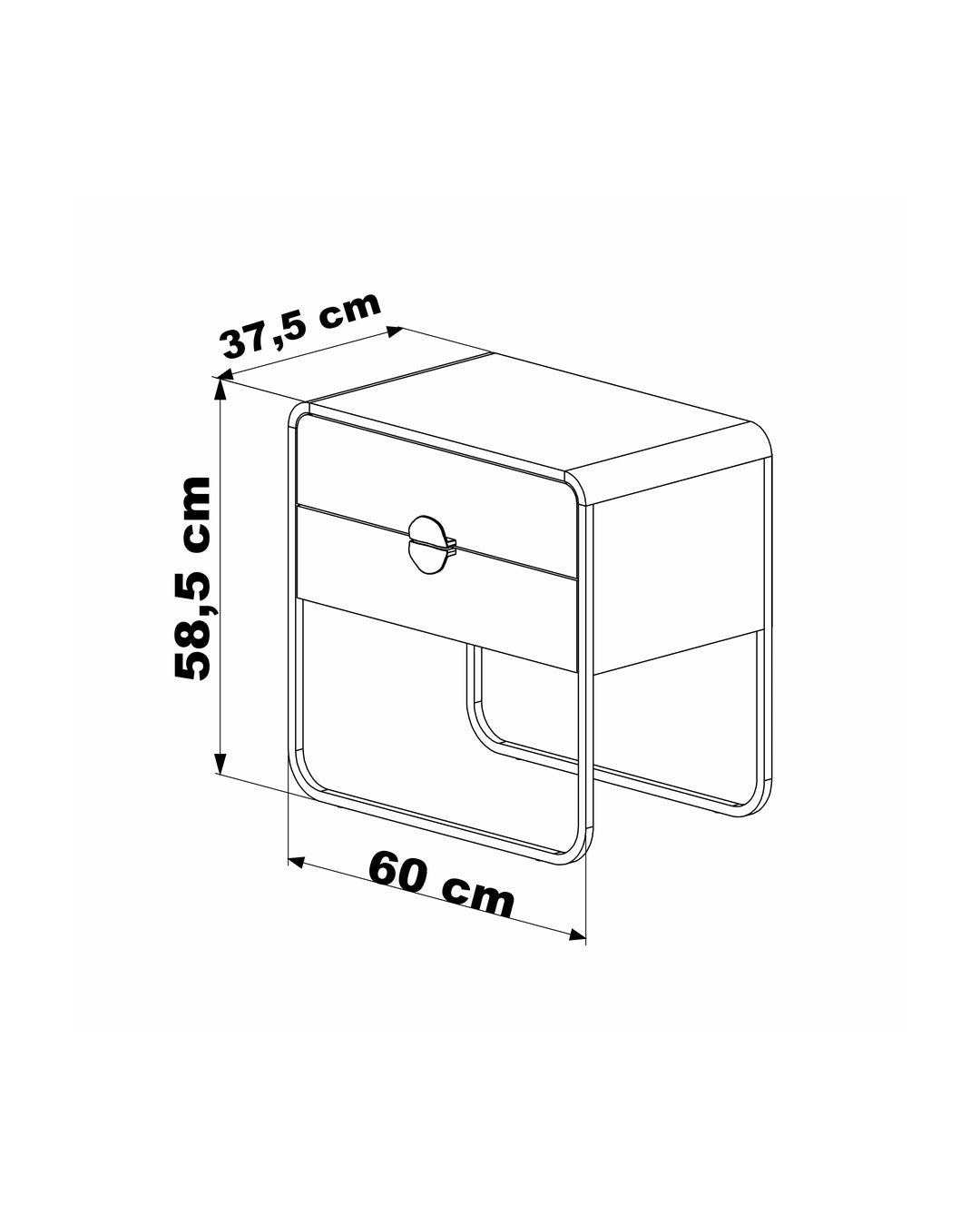 Mesa de Cabeceira com 2 Gavetas Dunna 60 cm - Preto c/ Dourado