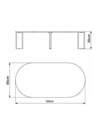 Mesa de Centro Orgânica com Pés de Madeira Maciça Moova 120 cm - Preto Fosco