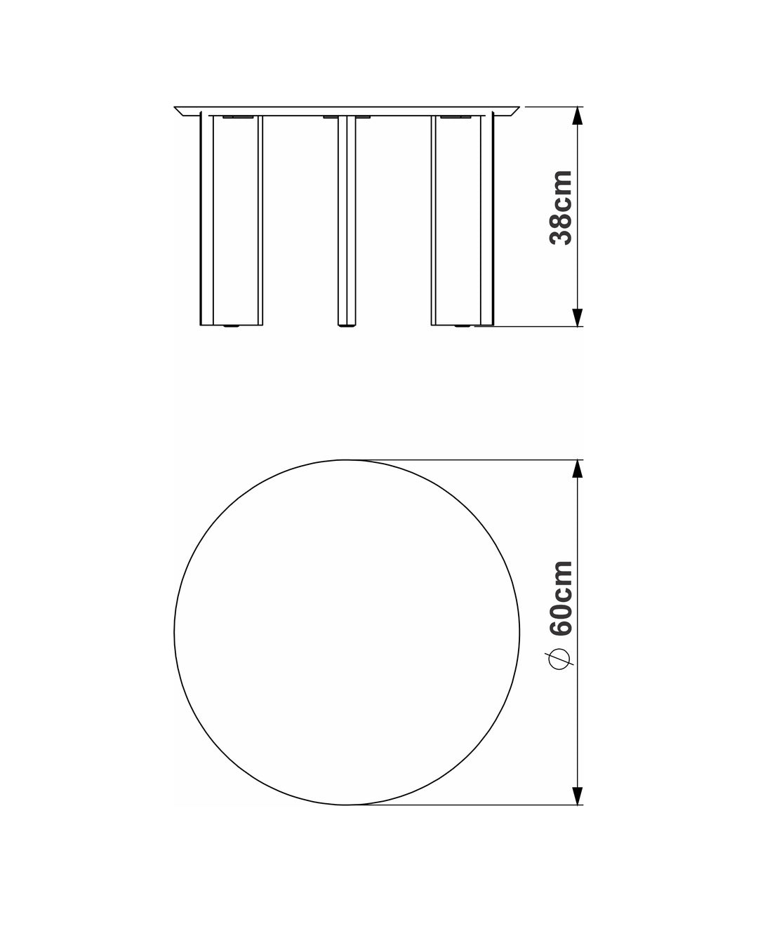 Mesa de Centro Redonda com Pés de Madeira Maciça Moova 60 cm - Preto Fosco