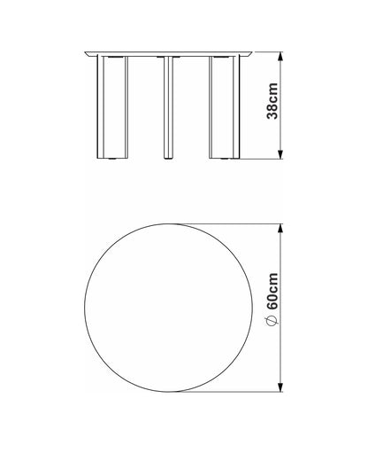 Mesa de Centro Redonda com Pés de Madeira Maciça Moova 60 cm - Preto Fosco