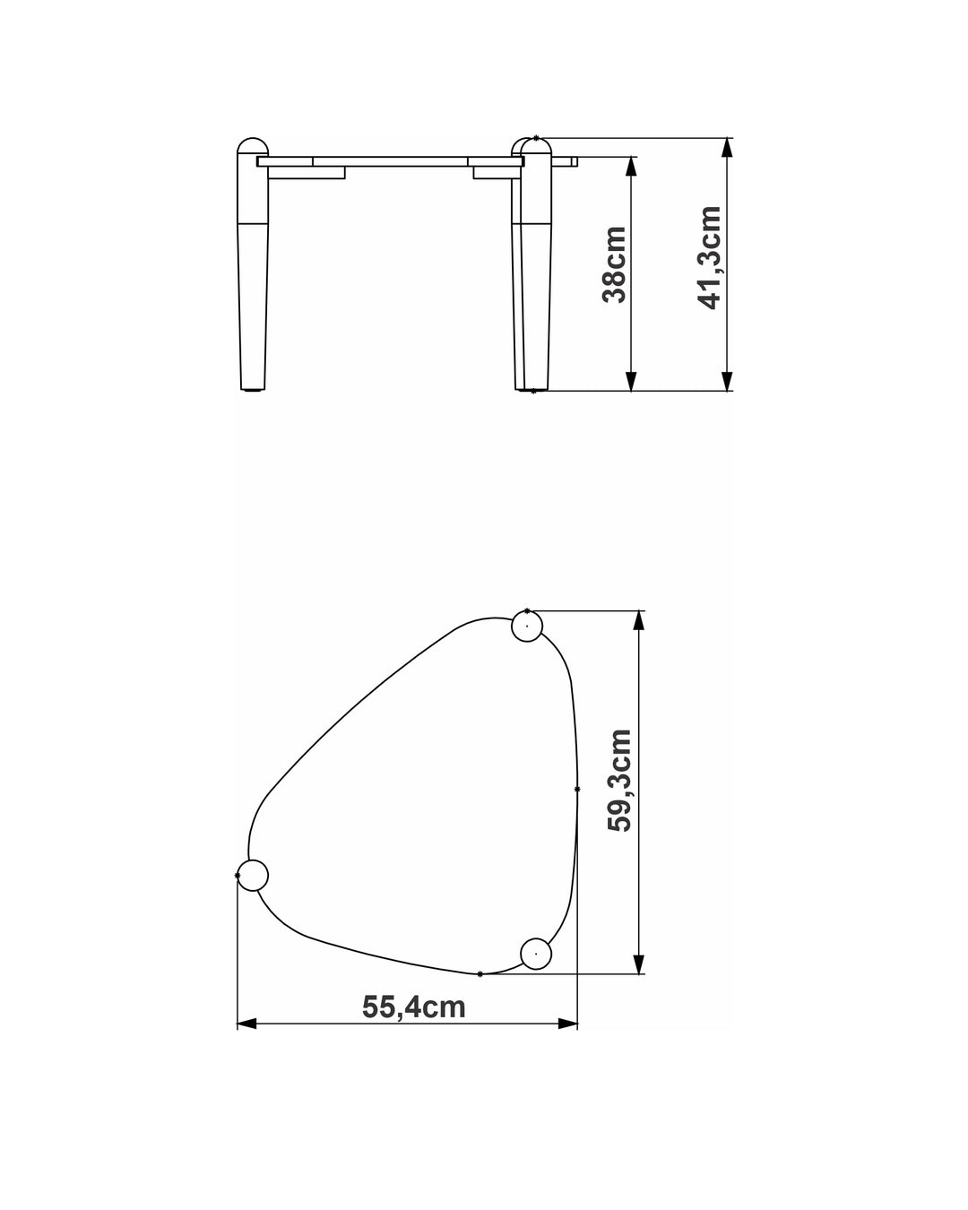 Mesa de Centro Orgânica com Pés em Madeira Maciça Mori 55 cm - Preto Fosco