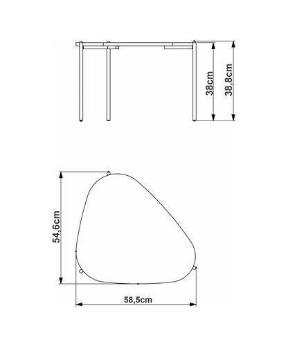 Mesa de Centro Orgânica com Pés em Aço Nami 59 cm - Mel c/ Dourado