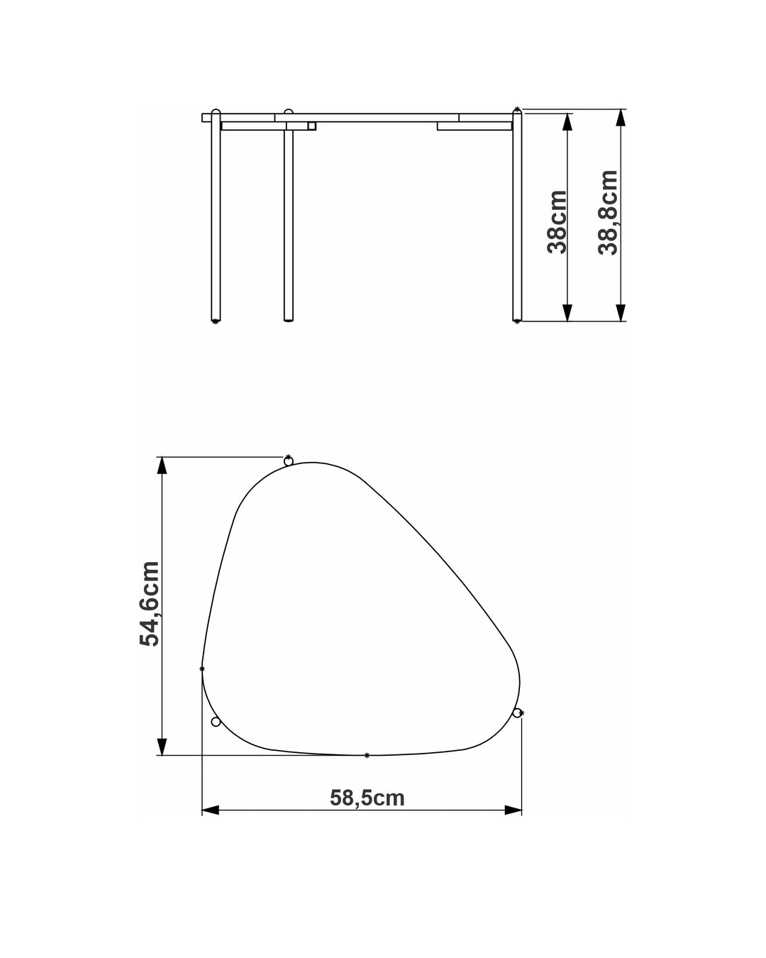 Mesa de Centro Orgânica com Pés em Aço Nami 59 cm - Preto Fosco