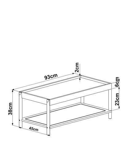 Mesa de Centro Retangular com Prateleira Palhinha Urdi 93 cm - Mel