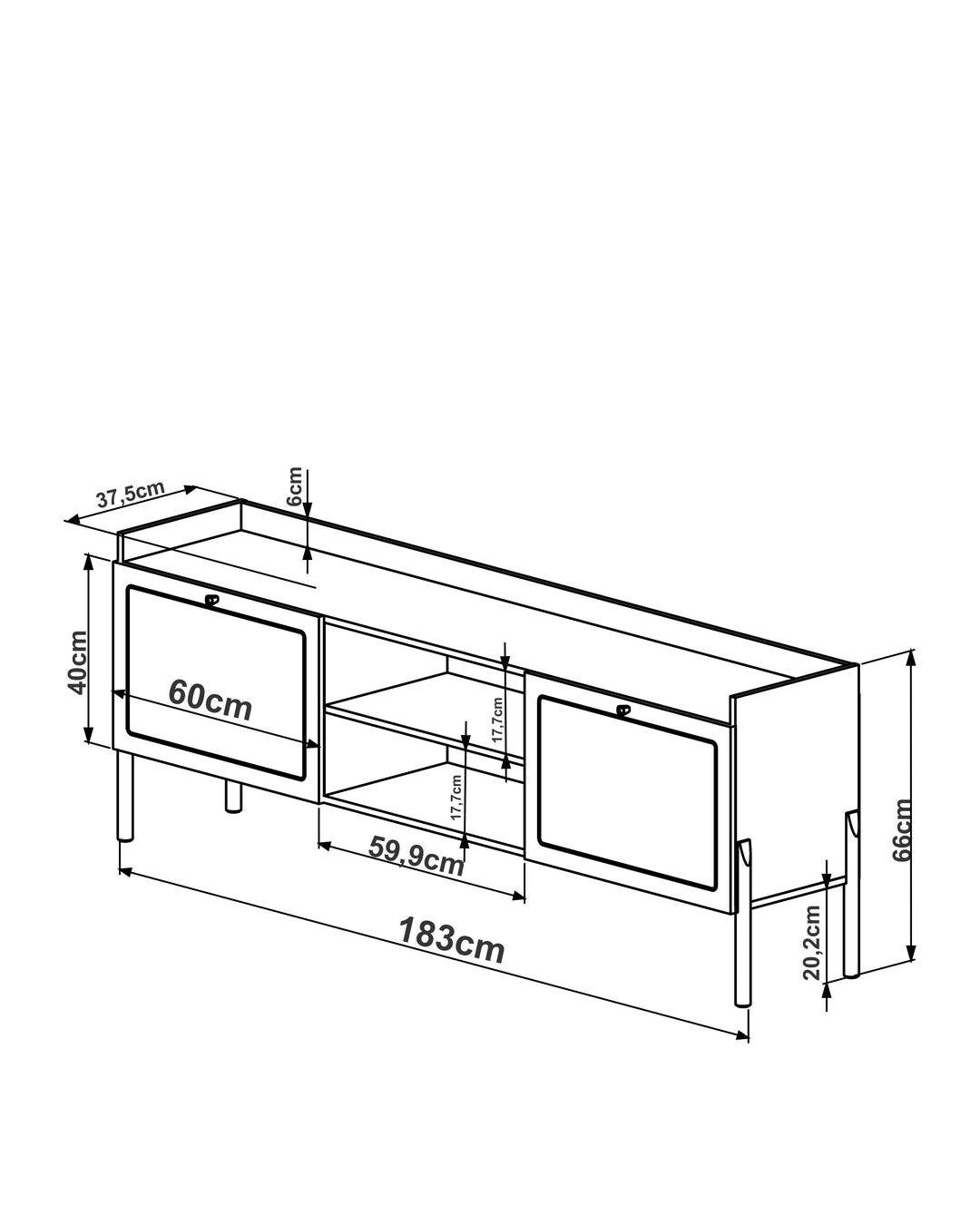 Rack 2 Portas Palhinha Urdi 183 cm - Mel
