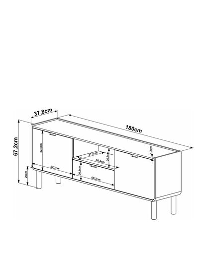 Rack Orgânico 2 Portas 1 Gaveta Yume 180 cm - Mel