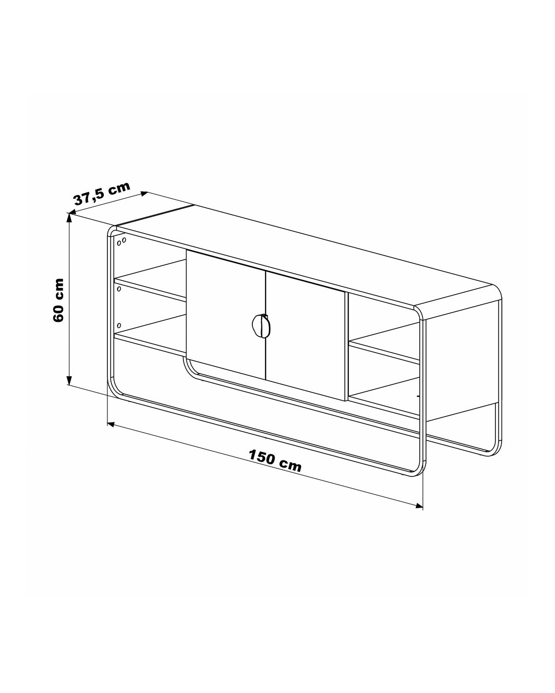 Rack Orgânico 2 Portas com Pés em Aço Dunna 150 cm - Off-White Fosco