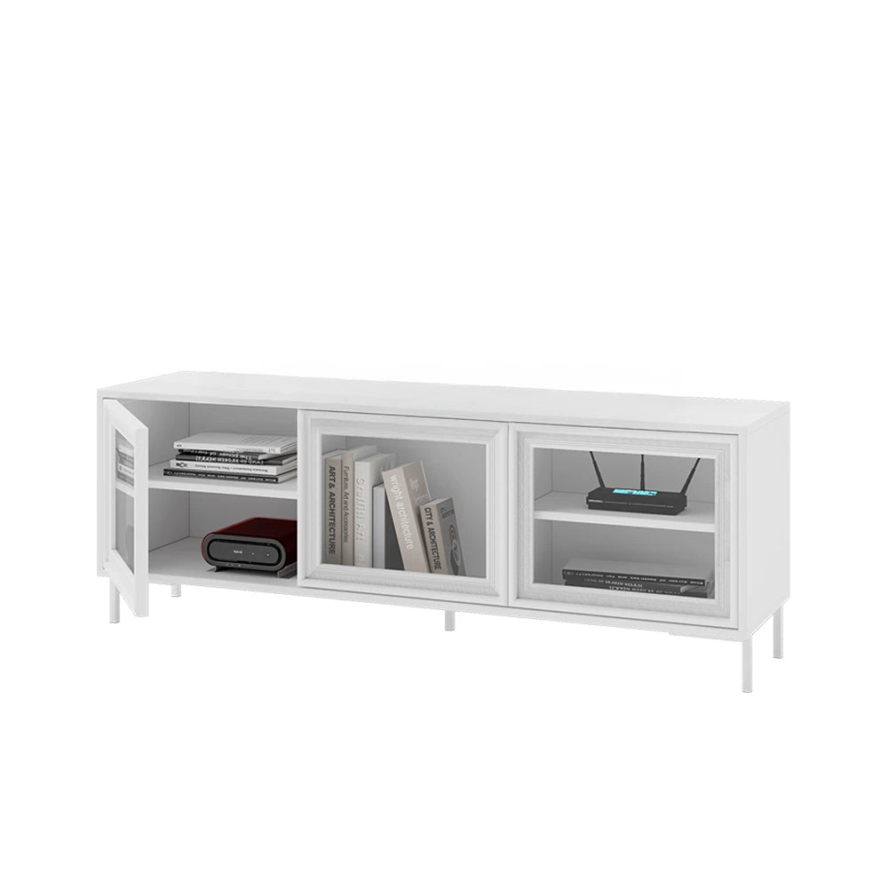 Rack para TV Até 55" 3 Portas com Vidro Vitria 135 cm - Branco