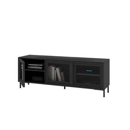 Rack para TV Até 55" 3 Portas com Vidro Vitria 135 cm - Preto