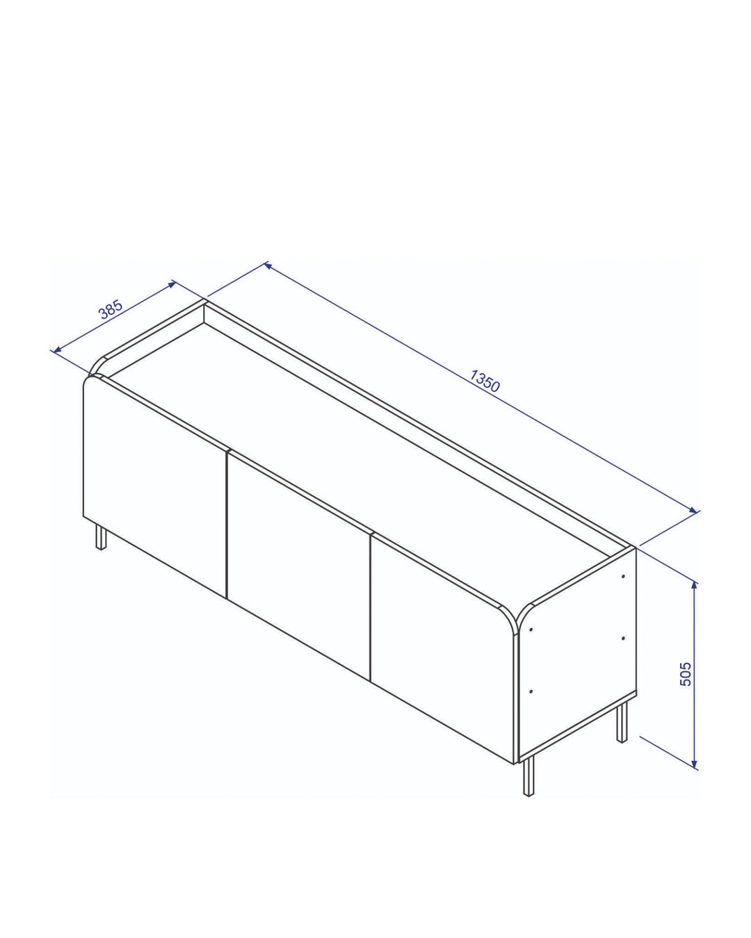 Rack para TV até 55" 03 Portas 2 Prateleiras Elo 135 cm - Branco