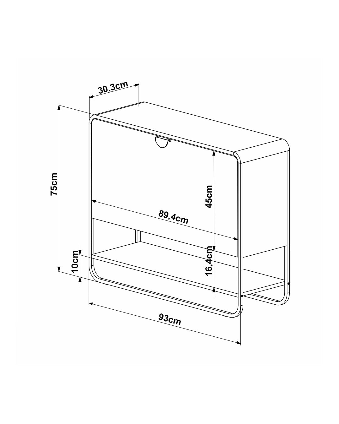Sapateira Orgânica 1 Porta com Pés em Aço Dunna 93 cm - Off-White Fosco