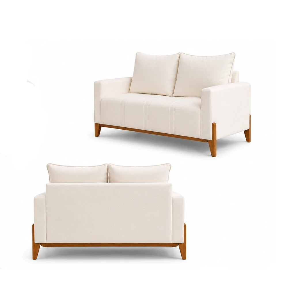 Sofá 2 Lugares Elio 148 cm - Linho Off White c/ Mel