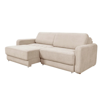 Sofá Cama Retrátil e Reclinável 4 Lugares Hudson 270 cm - Linho Texturizado Bege