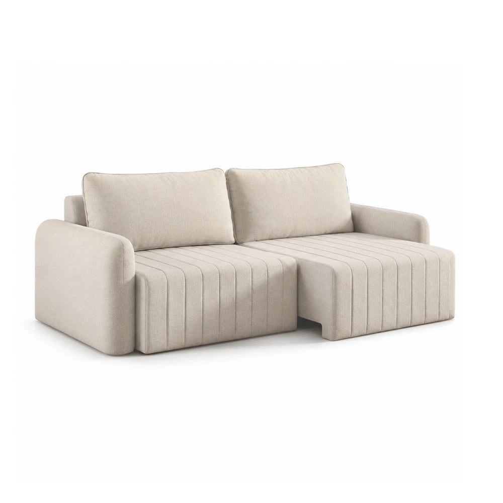 Sofá Retrátil 4 Lugares Nápole 230 cm - Linho Texturizado Bege