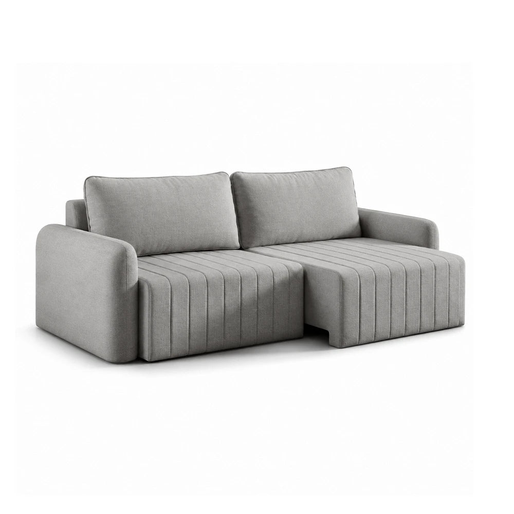 Sofá Retrátil 4 Lugares Nápole 230 cm - Linho Texturizado Cinza