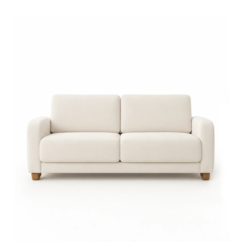 Sofá 3 Lugares Capri 190 cm - Linho Texturizado Bege c/ Natural