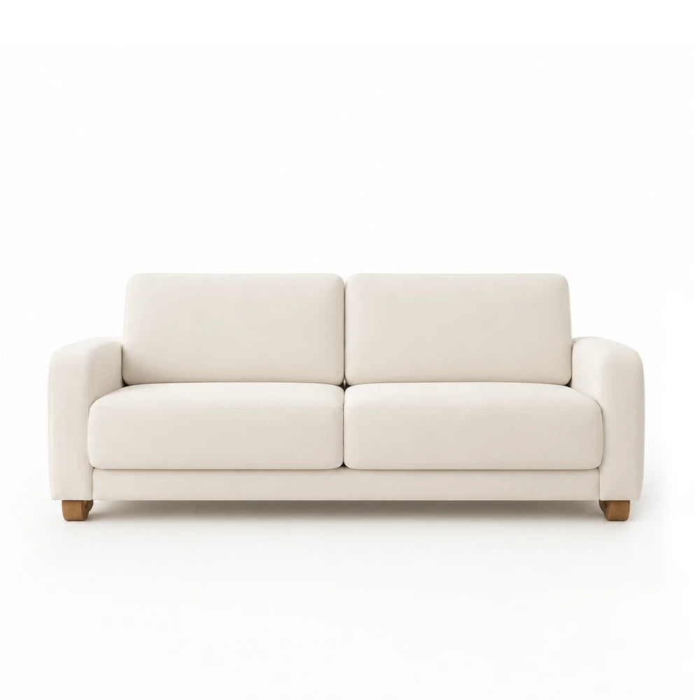 Sofá 4 Lugares Capri 230 cm - Linho Texturizado Bege c/ Natural