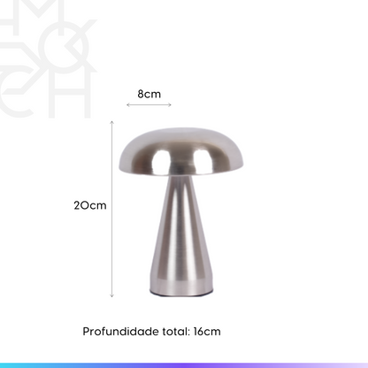 Luminária de Mesa Sem Fio Mushie 20 cm - Prata