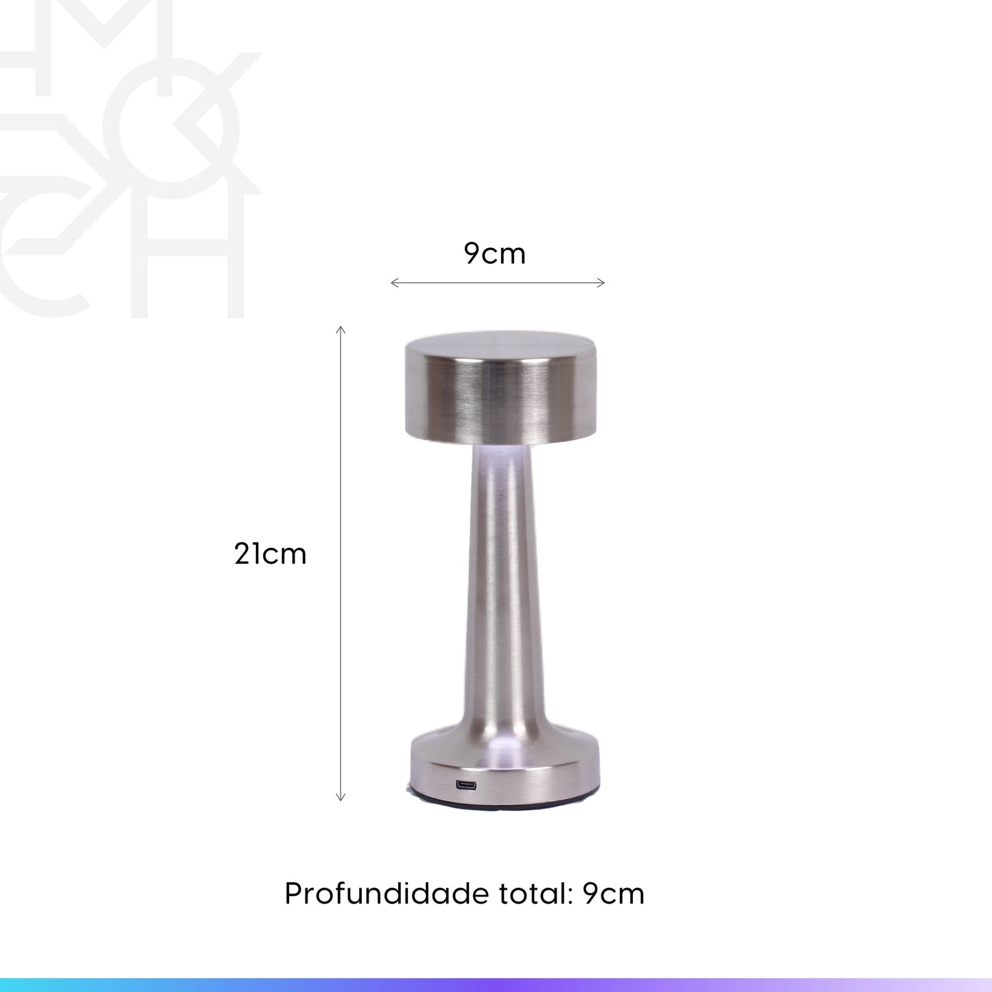 Luminária de Mesa Sem Fio Levi 21 cm - Prata