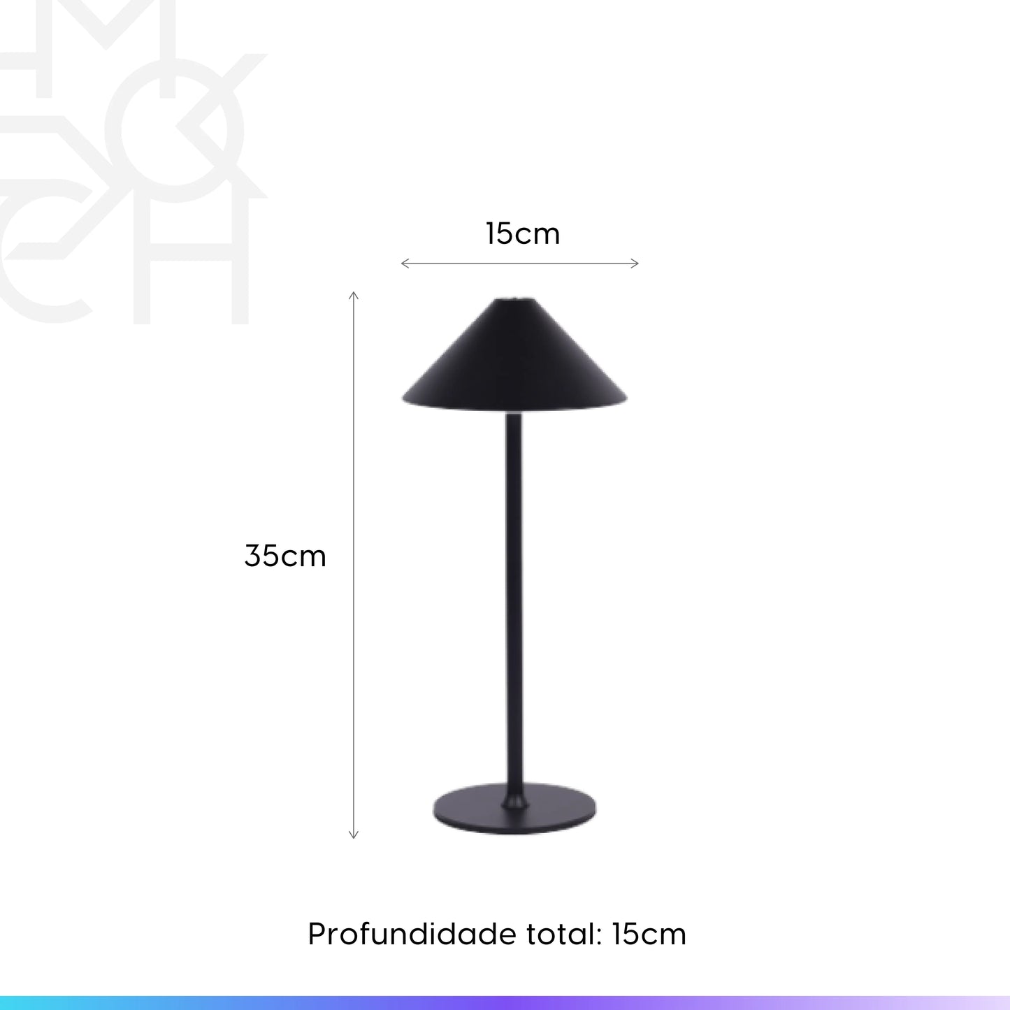 Luminária de Mesa Sem Fio Jay 35 cm - Preto