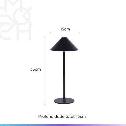 Luminária de Mesa Sem Fio Jay 35 cm - Preto