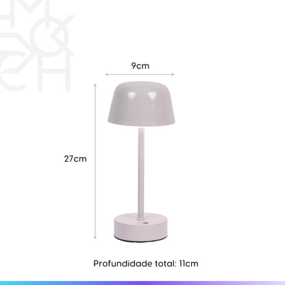 Luminária de Mesa Sem Fio Roy 27 cm - Cinza