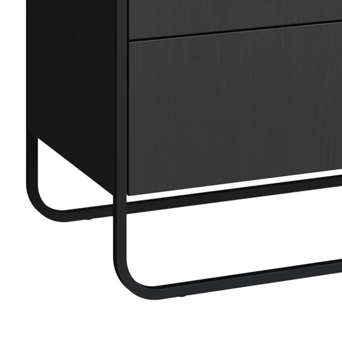 Conjunto 2 Mesas de Cabeceira com 2 Gavetas 1 Nicho e Cômoda Dunna - Preto c/ Dourado