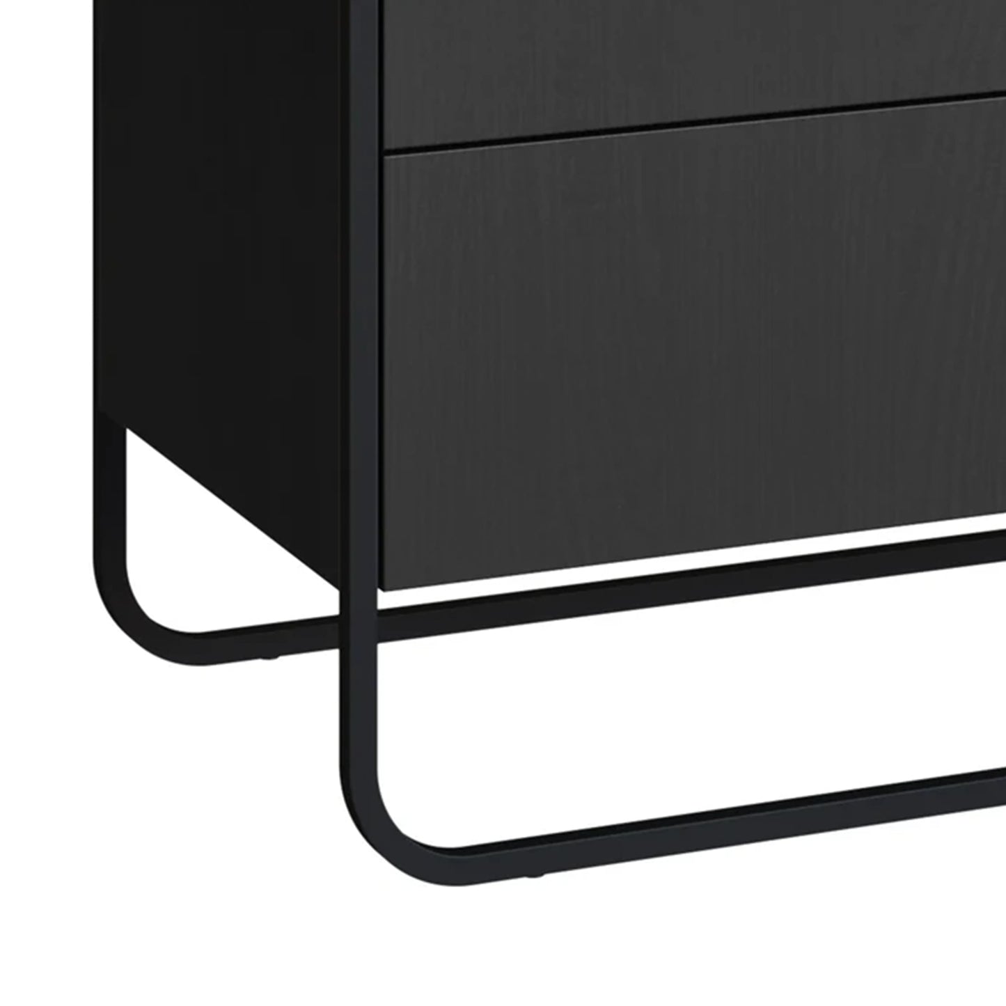 Conjunto 2 Mesas de Cabeceira com 2 Gavetas e Cômoda Dunna - Preto c/ Dourado