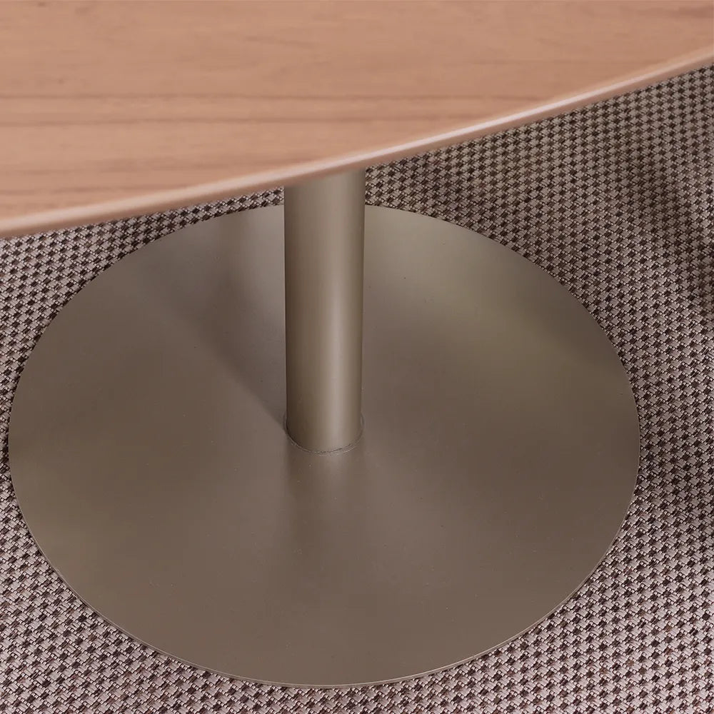 Conjunto de Jantar Mesa Orgânica Kalyx 4 Cadeiras Lara - Champanhe c/ Canella - PU Off White