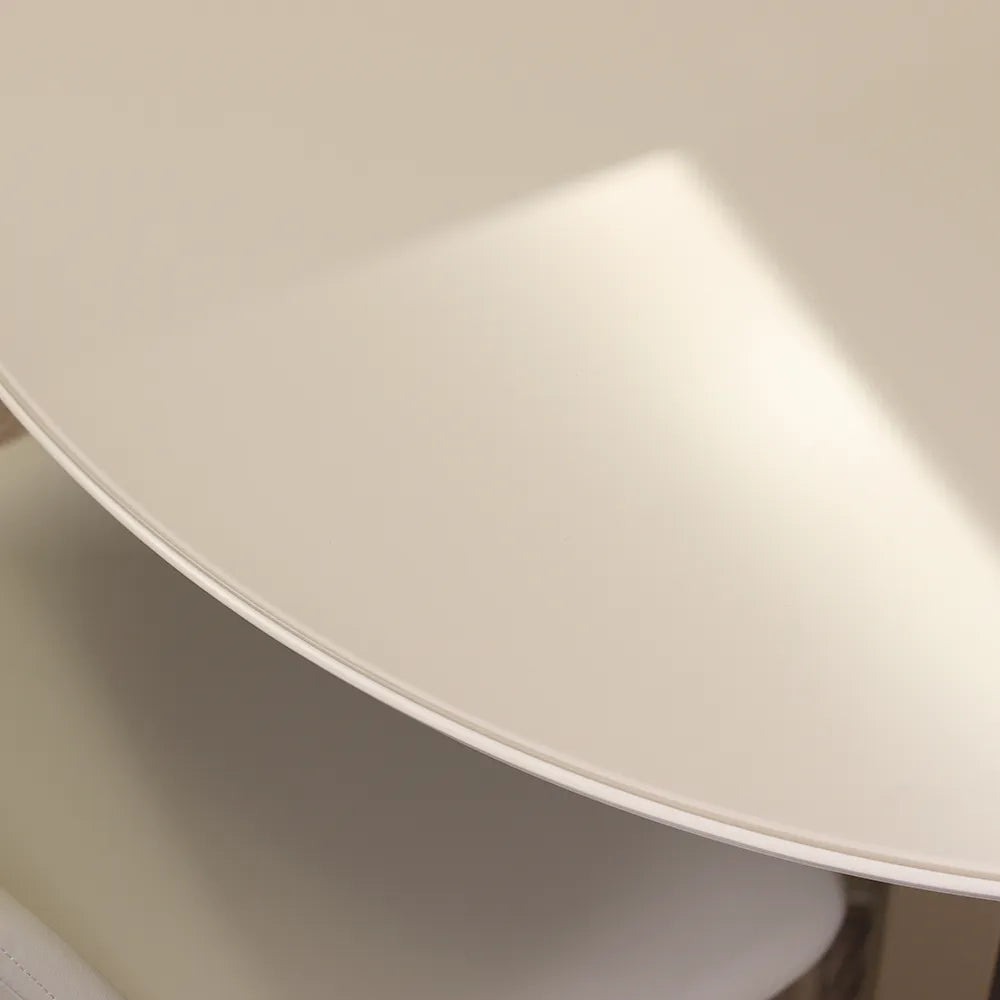 Conjunto de Jantar Mesa Redonda com Vidro Arcádia 4 Cadeiras Lucille - Champanhe c/ Off White