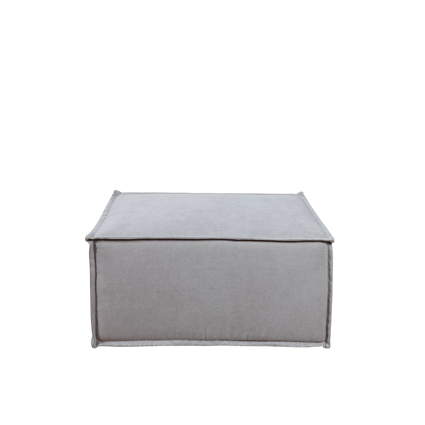 Puff Modular Estofado Freddo 80 cm - Linho Texturizado Cinza