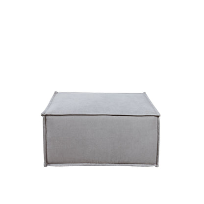 Puff Modular Estofado Freddo 80 cm - Linho Texturizado Cinza