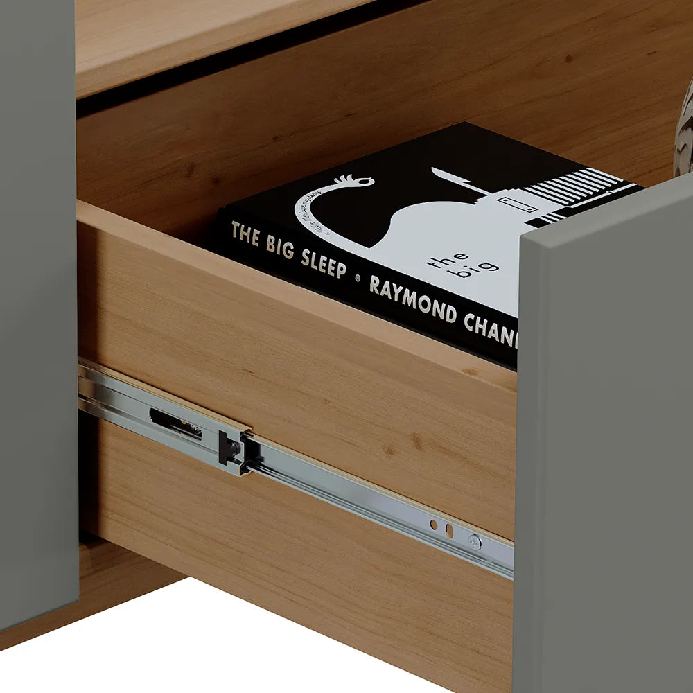 Rack para TV Até 50” 2 Portas 2 Gavetas Amsterdã 180 cm - Natural c/ Verde