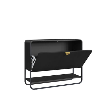 Sapateira com 1 Porta Dunna 93 cm - Preto c/ Dourado