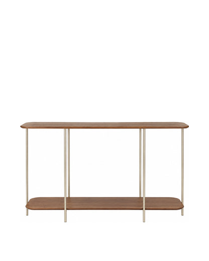 Aparador com Tampo em Lâmina de Madeira e pés em Metal Biophilia 120 cm - Mel c/ Champanhe